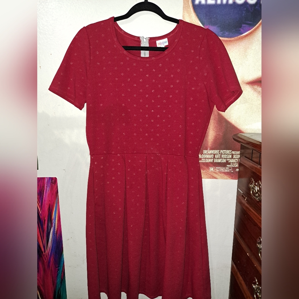 LuLaRoe 2XL Red Amelia with Subtle Golden Dots